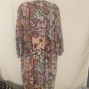 LOFT Kimono Cardigan Multicolor Mosaic Print size S Feminine Effortless Ethereal